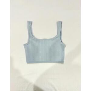 Aritzia Wilfred Free Manila Light Sky Blue Ribbed Cropped Tank Top- Size Medium